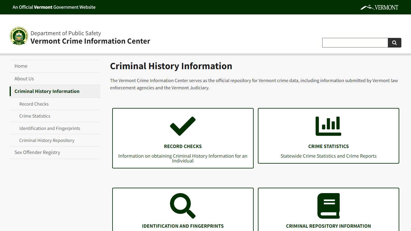 Criminal History Information | Vermont Crime Information Center